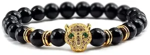 12 Style Bracelet Men Black Lava Healing Balance Beads Reiki Buddha Prayer Natural Stone Yoga Bracelet For Women Leopard Head BR2G8 (Black Light-G 2)