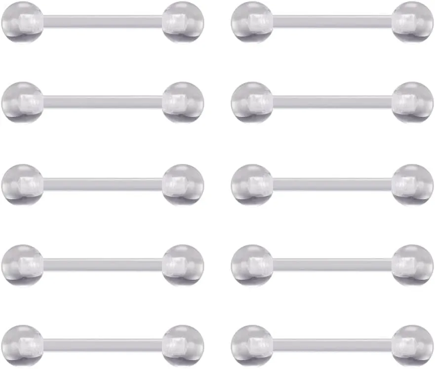 14g 16g Clear Plastic Nipple Rings for Surgery Pregnant Maternity Weaning, Horseshoe Nipple Piercing Jewelry, Plastic Clear Tongue Rings Piercing Retainer Jewelry