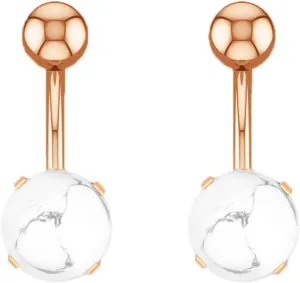 14G Belly Button Ring,Belly Rings for Women 2Pcs Surgical Steel Belly Rings Dangle Round Opal Belly Rings for Women Dangle Silver Light Purple