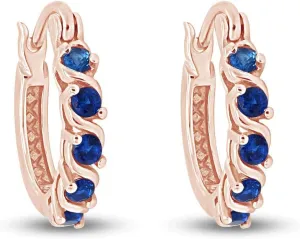 14K Gold Plated 925 Sterling Silver Round Cut Simulated Blue Sapphire Clarity Of VVS1-VVS2 Dainty Tiny Hoop Earrings Minimalist | Delicate Jewelry, Gift For Her