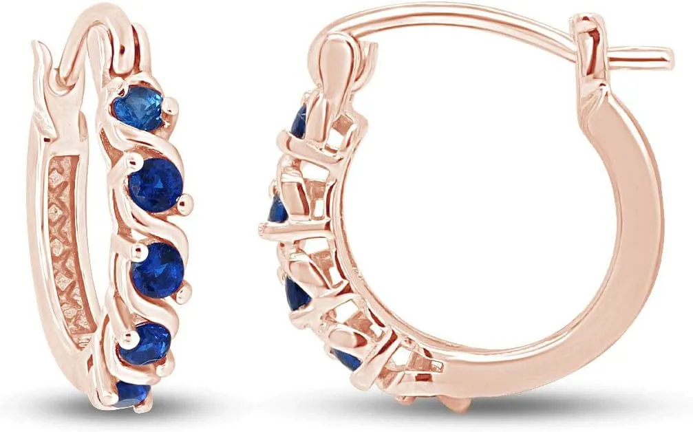 14K Gold Plated 925 Sterling Silver Round Cut Simulated Blue Sapphire Clarity Of VVS1-VVS2 Dainty Tiny Hoop Earrings Minimalist | Delicate Jewelry, Gift For Her