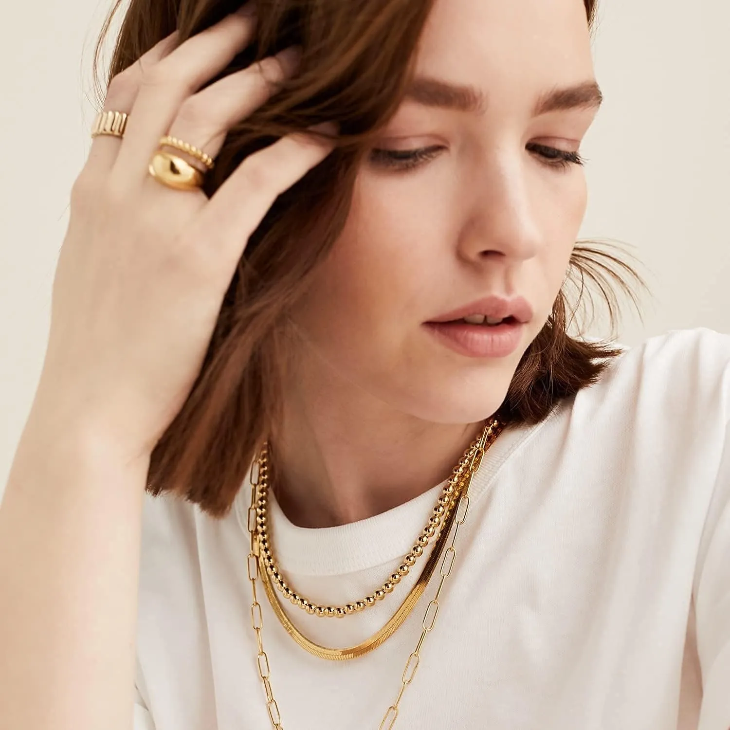 14K Gold Plated Dainty Choker Necklace for Women & Girls | Snake, Cuban Link, Paperclip, Ball Beaded, Tennis Chain, Natural Freshwater Pearl Necklace Fashion Jewelry Gift