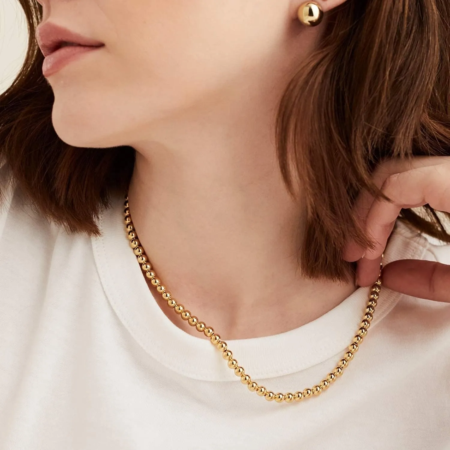 14K Gold Plated Dainty Choker Necklace for Women & Girls | Snake, Cuban Link, Paperclip, Ball Beaded, Tennis Chain, Natural Freshwater Pearl Necklace Fashion Jewelry Gift