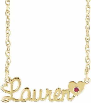 14k Yellow Gold Plated Sterling Silver 1.5mm Round Shape January Birthstone Script Nameplate Personalized Necklace Fine Jewelry for Women Gifts for Her (26x8mm), 18"