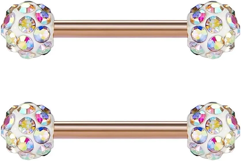 14pcs 14G 12-18mm Tongue Rings Nipple Straight Barbells Surgical Steel Body Piercing Jewelry
