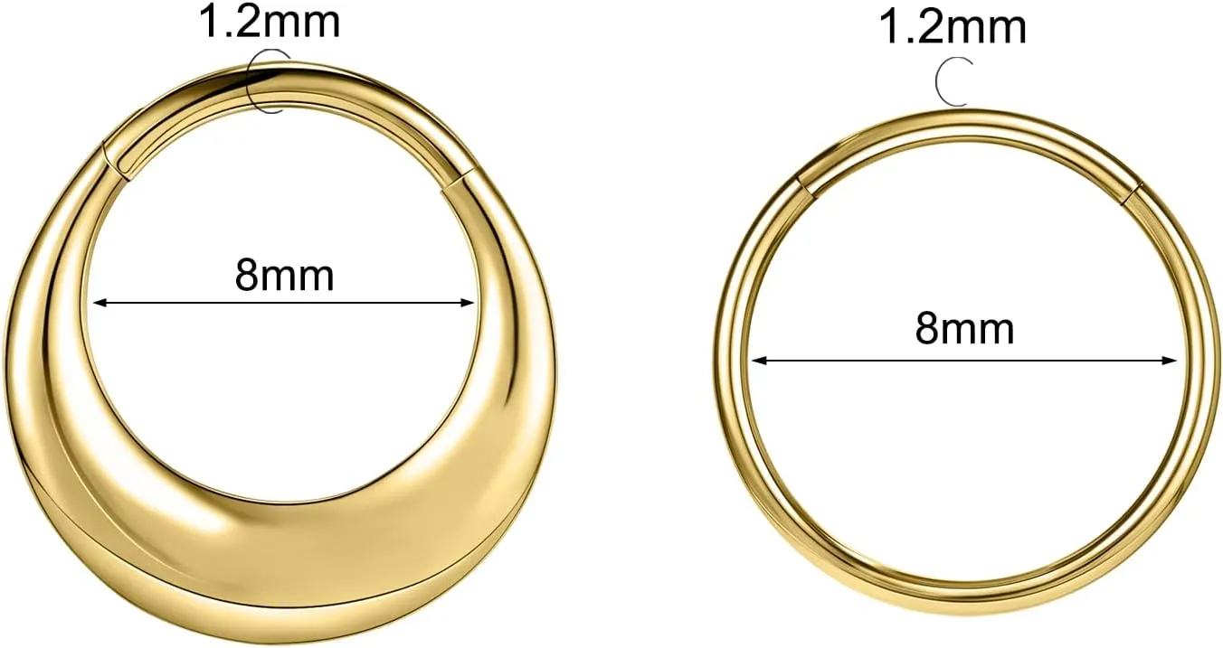 16G 8mm/10mm Nose Rings Hoops Surgical Steel Septum Rings Hoops Hinged Segment Nose Cartilage Clicker Hoop Earrings Piercing Rings for Piercing Rings for Women Men Gold Silver