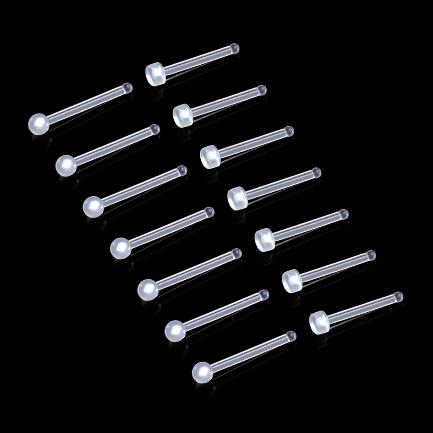 18-28Pcs Clear Nose Studs 20G Plastic Nose Rings for Surgery Bioflex Nose Piercing Retainer Invisible nose stud for Work Hypoallergenic Septum Lip Eyebrow Tongue Earrings Body Piercings Jewelry for Women Men