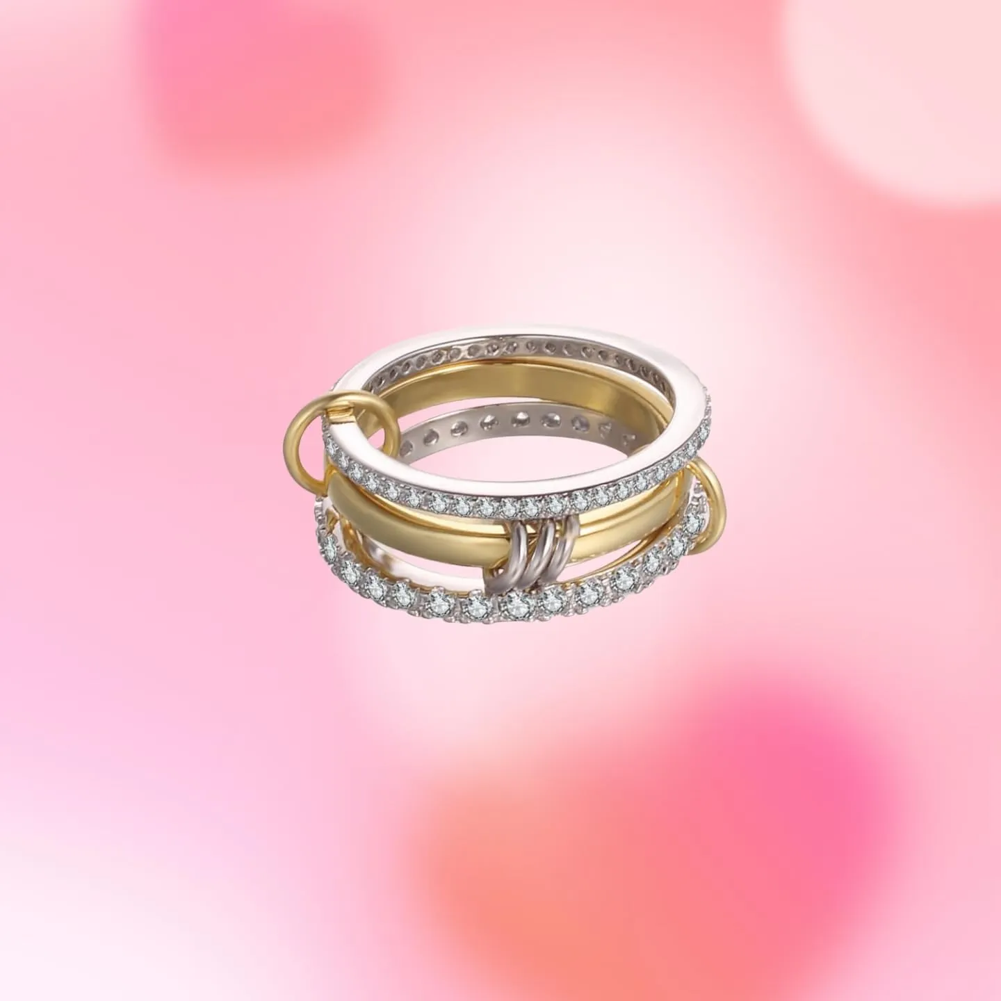 18K Gold Plated Stackable Rings for Women Cubic Zirconia Ring Promise Rings Set Dainty Bands Jewelry for Christmas Valentine's Day