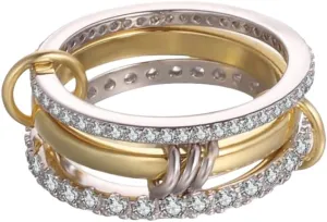 18K Gold Plated Stackable Rings for Women Cubic Zirconia Ring Promise Rings Set Dainty Bands Jewelry for Christmas Valentine's Day