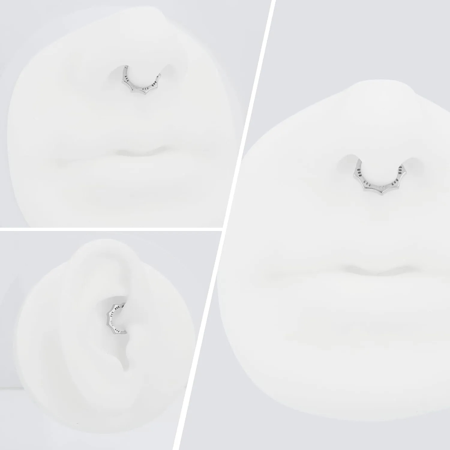 1Pcs 16G Titanium Nose Rings Silver Flower Hinged Septum Ring 16 Gauge 7mm 8mm 10mm Daith Hoop Earring Stacked Septum Rook Clicker Piercing