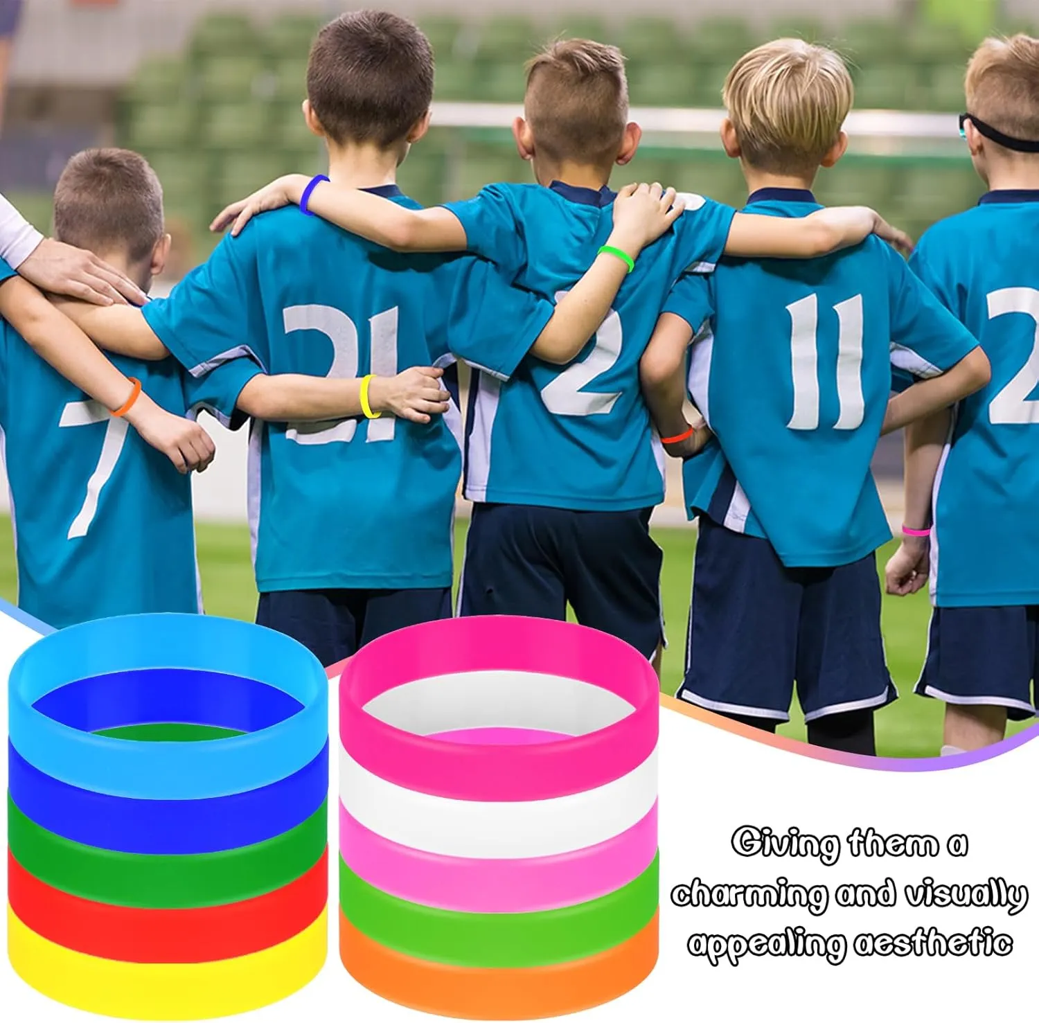 24 Pieces Silicone Bracelets 12 Colors/Black/Yellow/Orange/Bule/Purple/Green, Rubber Wrist Bands for Even