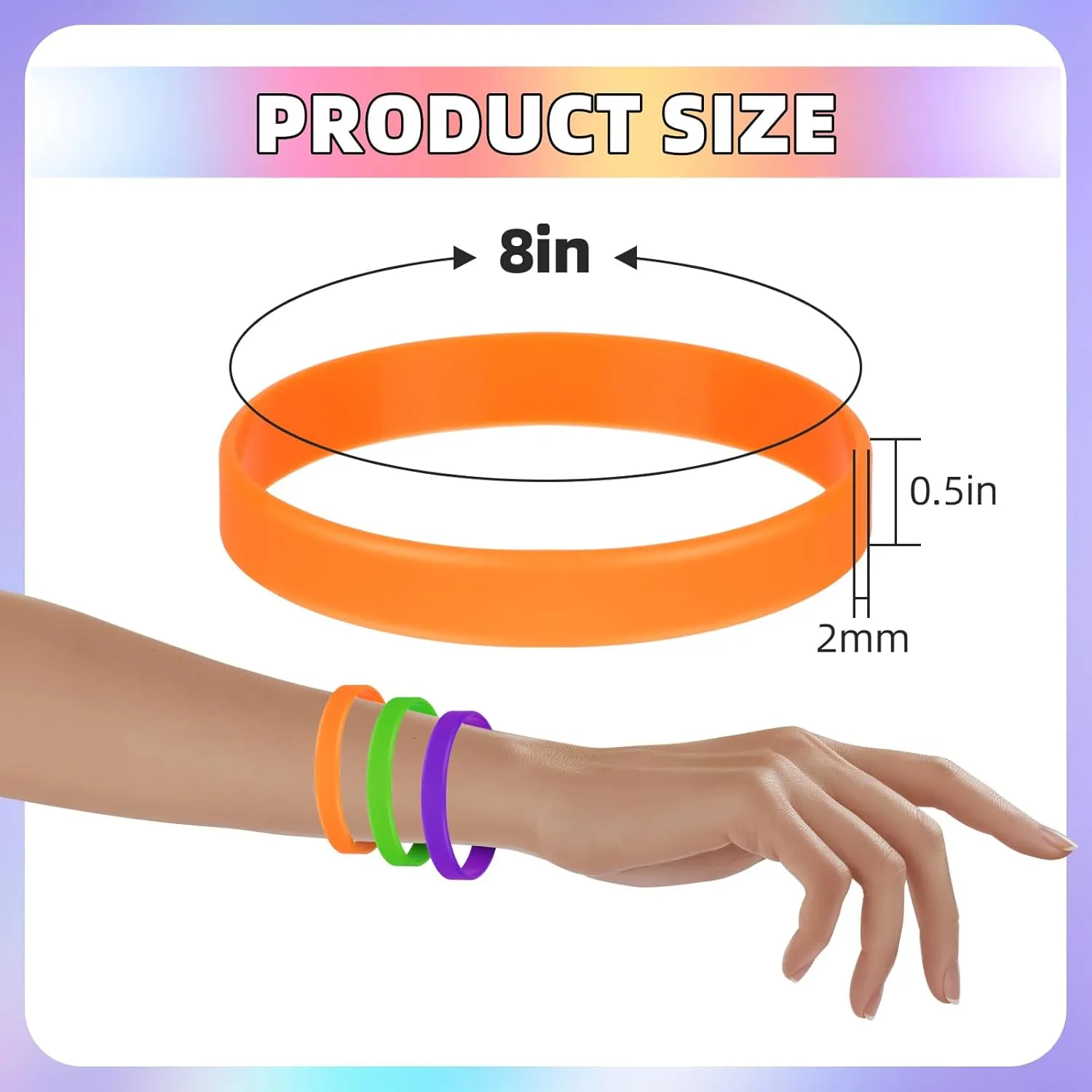 24 Pieces Silicone Bracelets 12 Colors/Black/Yellow/Orange/Bule/Purple/Green, Rubber Wrist Bands for Even