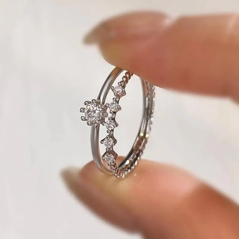 2CT Sterling Silver Bridal Ring Set - Princess Cut CZ Engagement & Wedding Band for Women, Elegant Cubic Zirconia Promise Rings, Matching Marriage Jewelry Set (Petite Comfort Fit, Gift Ready) 7