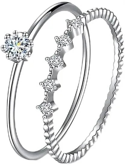 2CT Sterling Silver Bridal Ring Set - Princess Cut CZ Engagement & Wedding Band for Women, Elegant Cubic Zirconia Promise Rings, Matching Marriage Jewelry Set (Petite Comfort Fit, Gift Ready) 7