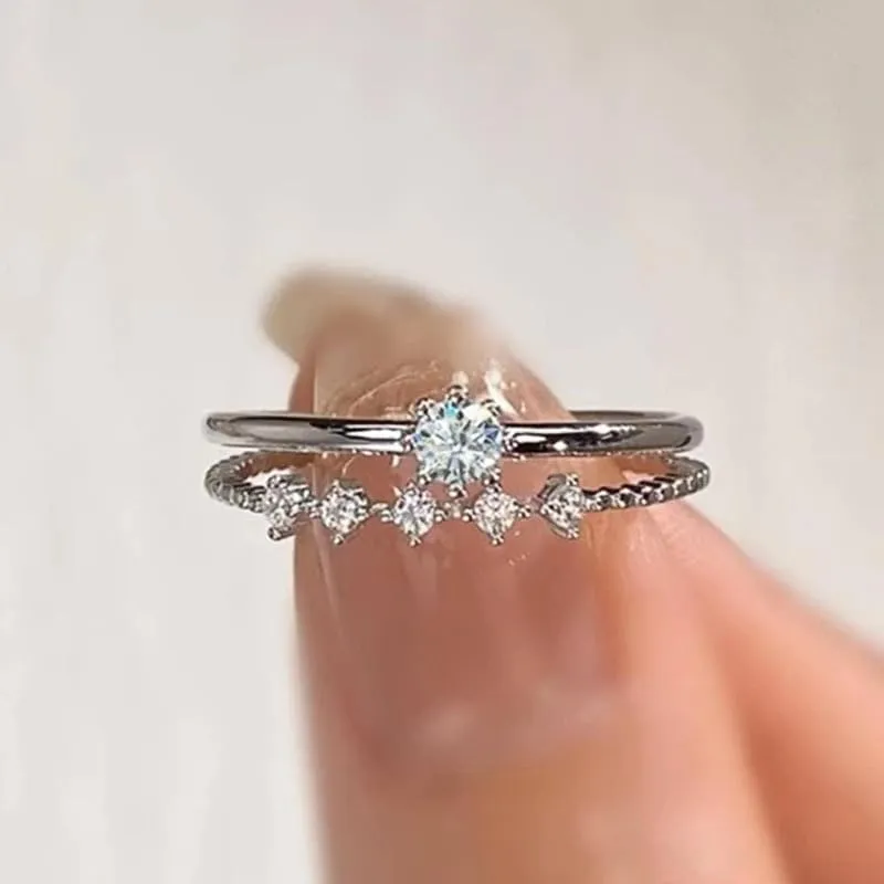 2CT Sterling Silver Bridal Ring Set - Princess Cut CZ Engagement & Wedding Band for Women, Elegant Cubic Zirconia Promise Rings, Matching Marriage Jewelry Set (Petite Comfort Fit, Gift Ready) 7