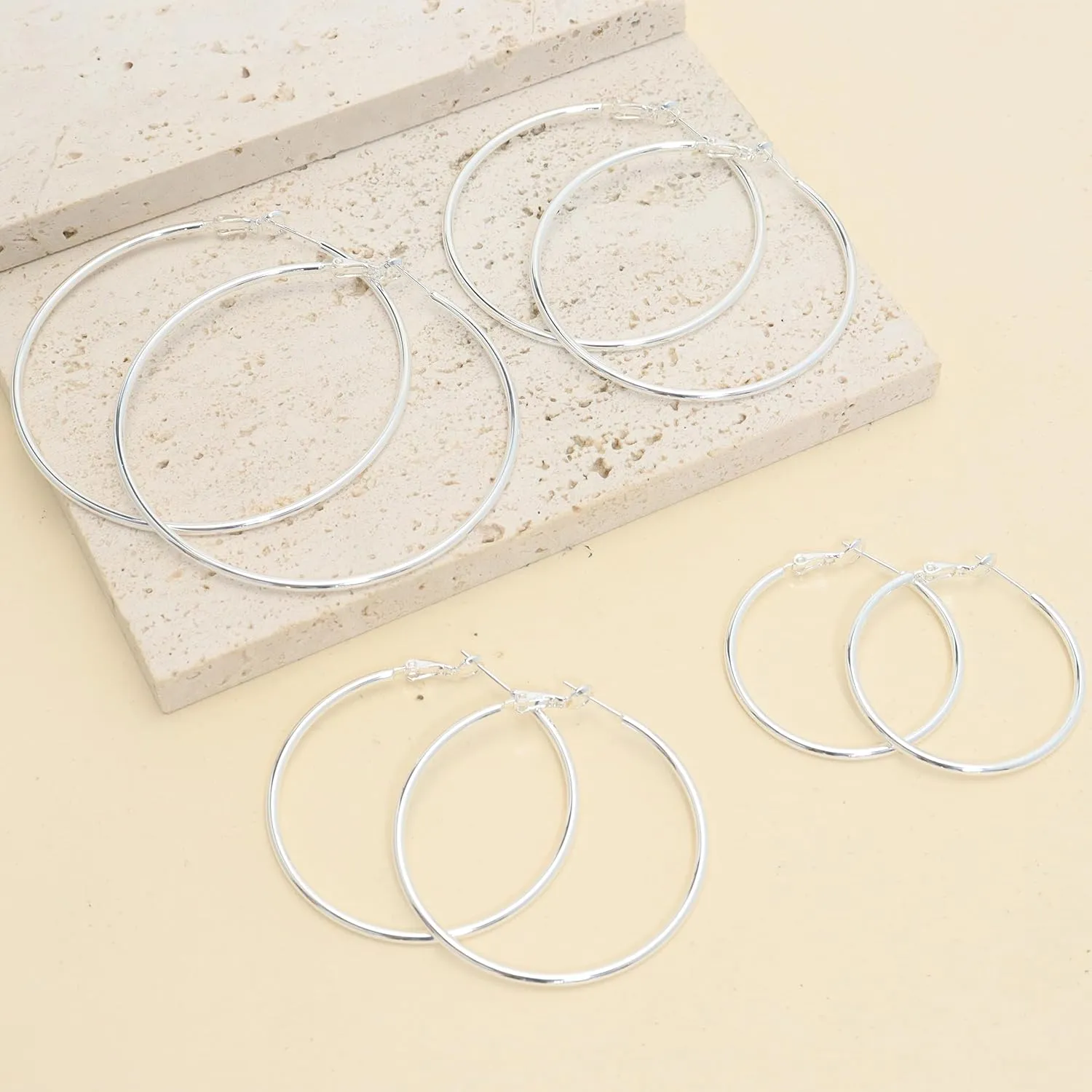2mm Thin Gold Hoop Earrings 14k Gold Plated Large Big Hoops for Women Lightweight Hoop Earrings Jewelry for Women Trendy 40/50/60/70mm