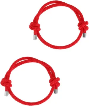 2pcs Braided Red Rope Bracelets Friendship Bands Handmade Cord Adjustable Size Lucky Amulet