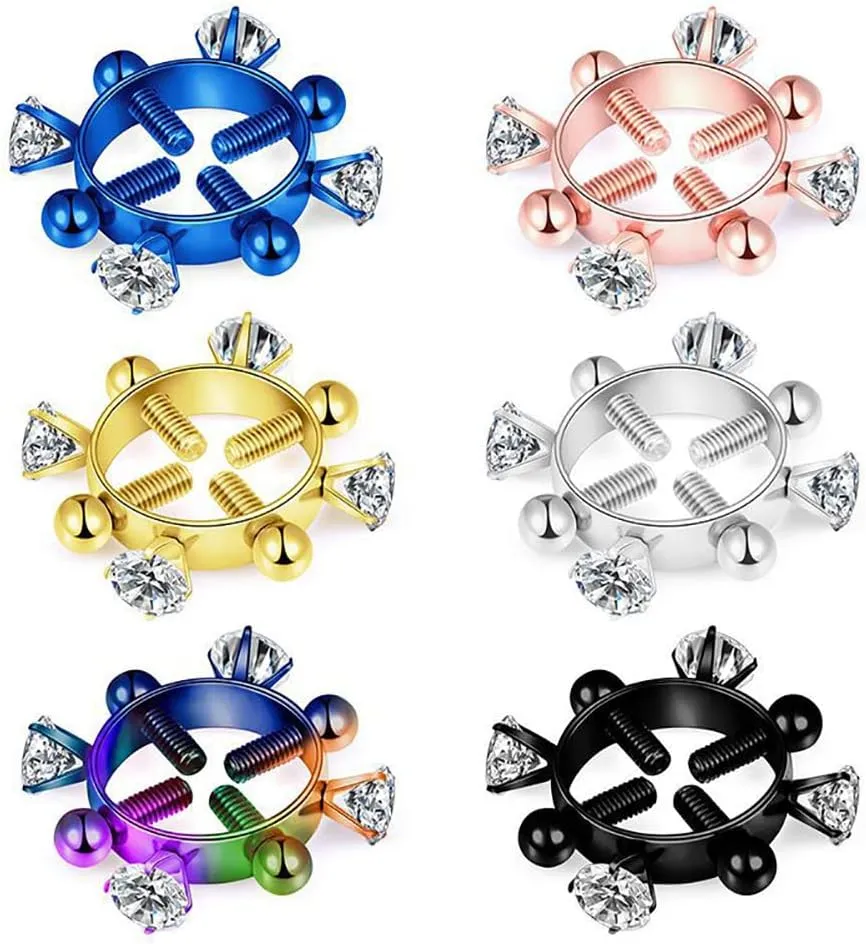 2pcs Fake Nipple Rings For WomenSurgical Steel Nipple Rings Cubic Zirconia Body Jewelry Shield Barbell Ring Bar Body Jewelry For Women