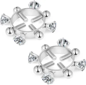 2pcs Fake Nipple Rings For WomenSurgical Steel Nipple Rings Cubic Zirconia Body Jewelry Shield Barbell Ring Bar Body Jewelry For Women