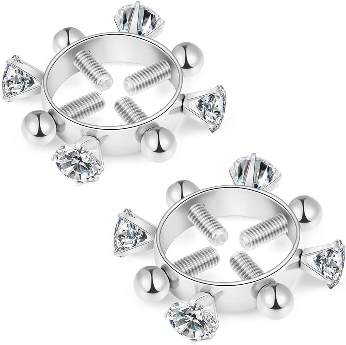 2pcs Fake Nipple Rings For WomenSurgical Steel Nipple Rings Cubic Zirconia Body Jewelry Shield Barbell Ring Bar Body Jewelry For Women