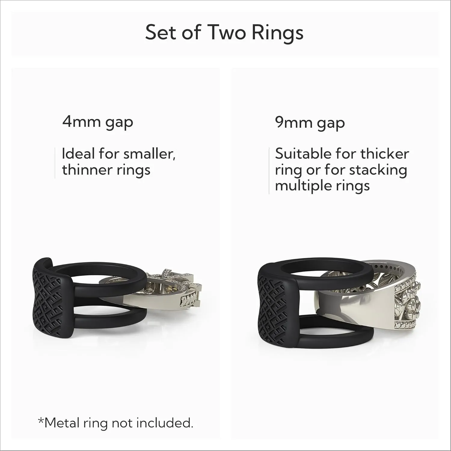 2PCS Ring Protectors for Working Out - Wedding Band Cover - Silicone Ring Guard by RINFIT - Set of two: 4mm & 9mm - Patented Design