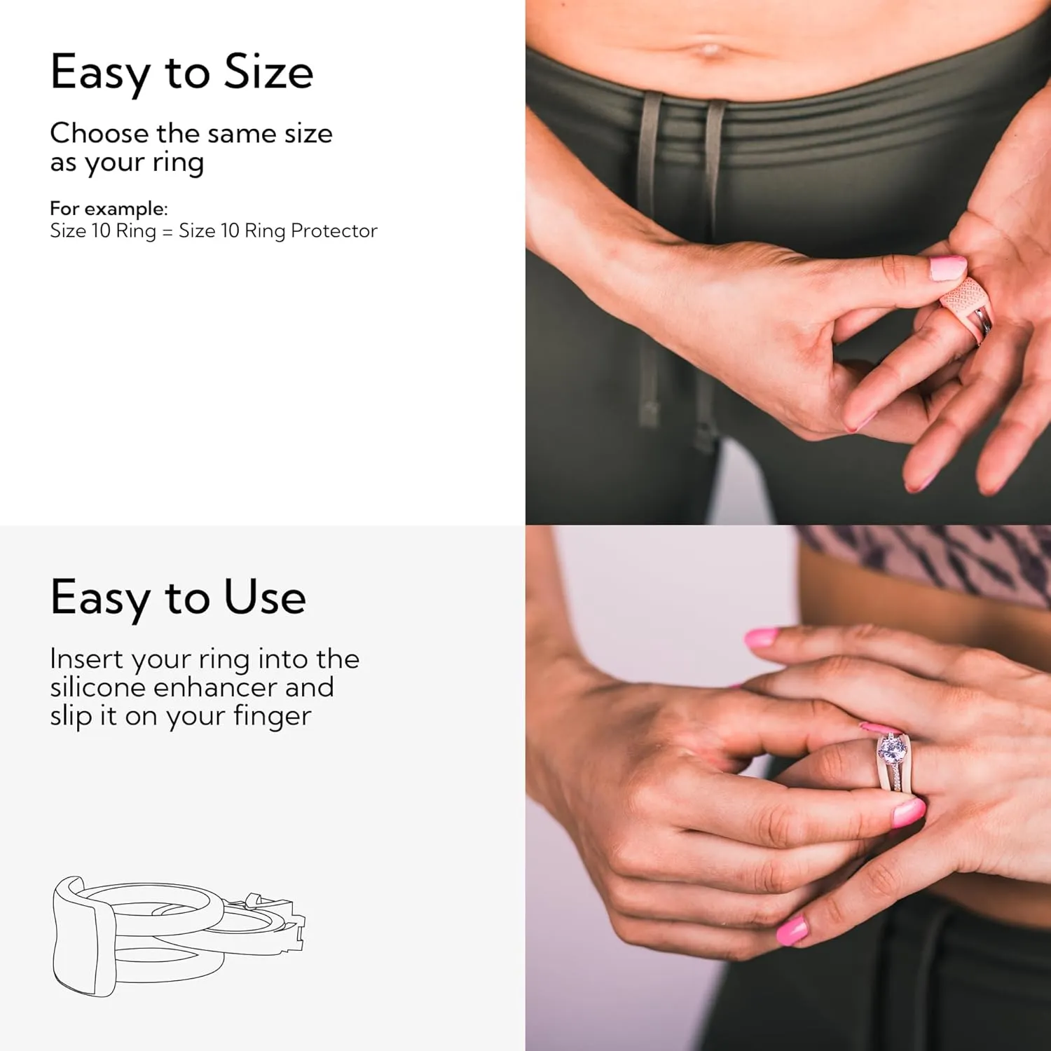 2PCS Ring Protectors for Working Out - Wedding Band Cover - Silicone Ring Guard by RINFIT - Set of two: 4mm & 9mm - Patented Design