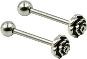 2pcs Stainless Steel Tongue Rings for Men Women Threaded Tongue Piercing Jewelry