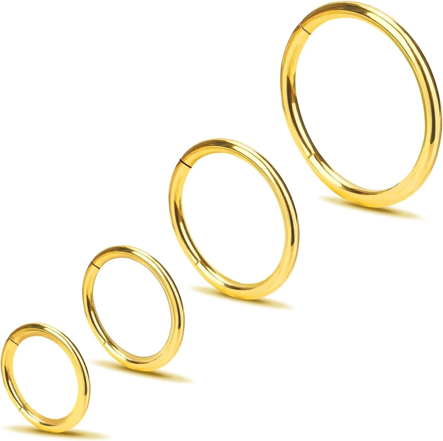 2Pcs Titanium Nose Rings 20G 18G 16G Nose Rings Hoops Septum Clicker Hinged Segment Ring Cartilage Helix Tragus Conch Daith Rook Nostril Hoop Piercing Earring, Diameter 5mm to 12mm Silver-Gold-Rose Gold-Black