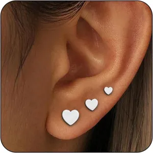 3 Pairs 14K Gold Stud Earring Sets for Women Dainty 925 Sterling Silver Earrings for Multiple Piercing Tiny Cartilage Tragus Cute Trendy Post Earrings Stacks Jewelry Gifts