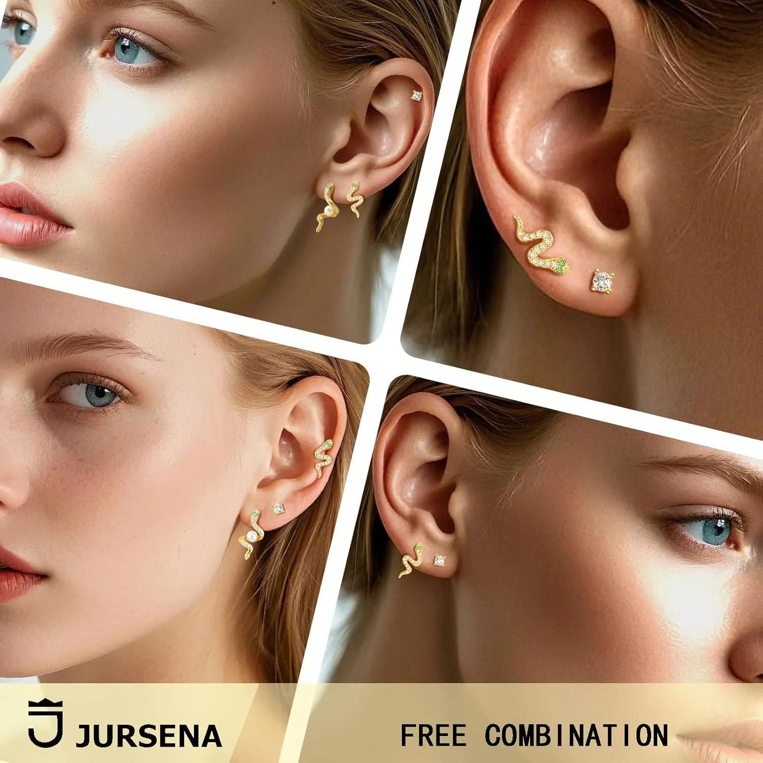 3 Pairs Earring Set for Women 14K Hypoallergenic Gold Plated Earrings Multiple Piercing Small Cartilage Earrings Set Dainty Stud Earrings for women and teengrils