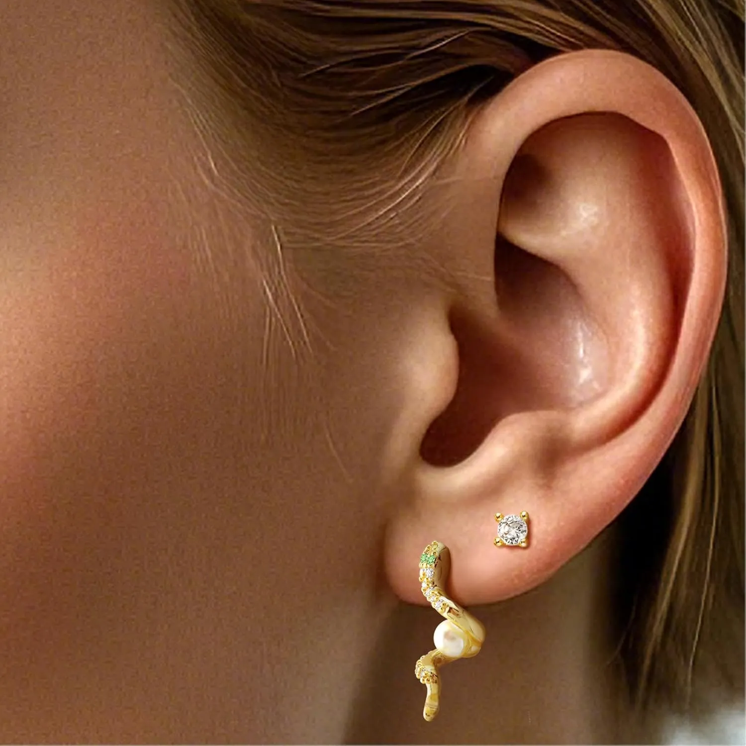 3 Pairs Earring Set for Women 14K Hypoallergenic Gold Plated Earrings Multiple Piercing Small Cartilage Earrings Set Dainty Stud Earrings for women and teengrils