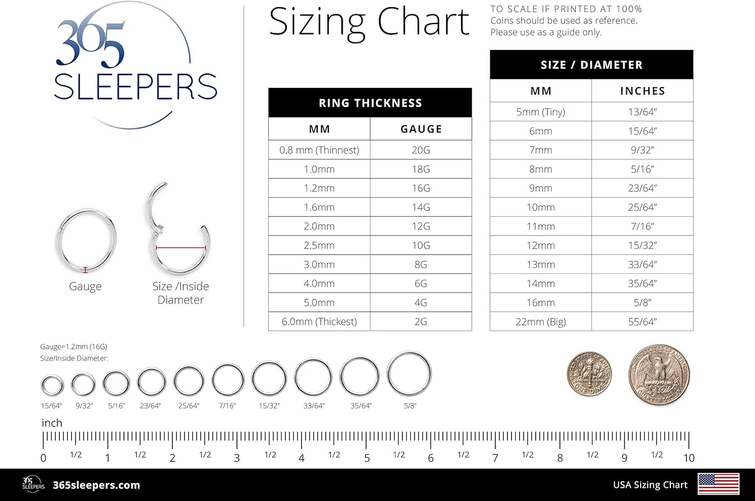 365 SLEEPERS 2PCS 316L Surgical Steel Hypoallergenic 20G Septum Jewelry Hinged Segment Ring Body Piercing Hoop Lip Rings Helix Cartilage Rook Sleeper Earrings 6mm  10mm