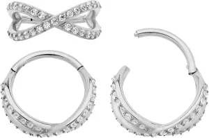 365 Sleepers 316L Surgical Steel Hypoallergenic 16G Double Twist Gem Septum Jewelry Hinged Segment Ring Body Piercing Hoop Lip Rings Helix Cartilage Rook Sleeper Earrings 8mm  10mm