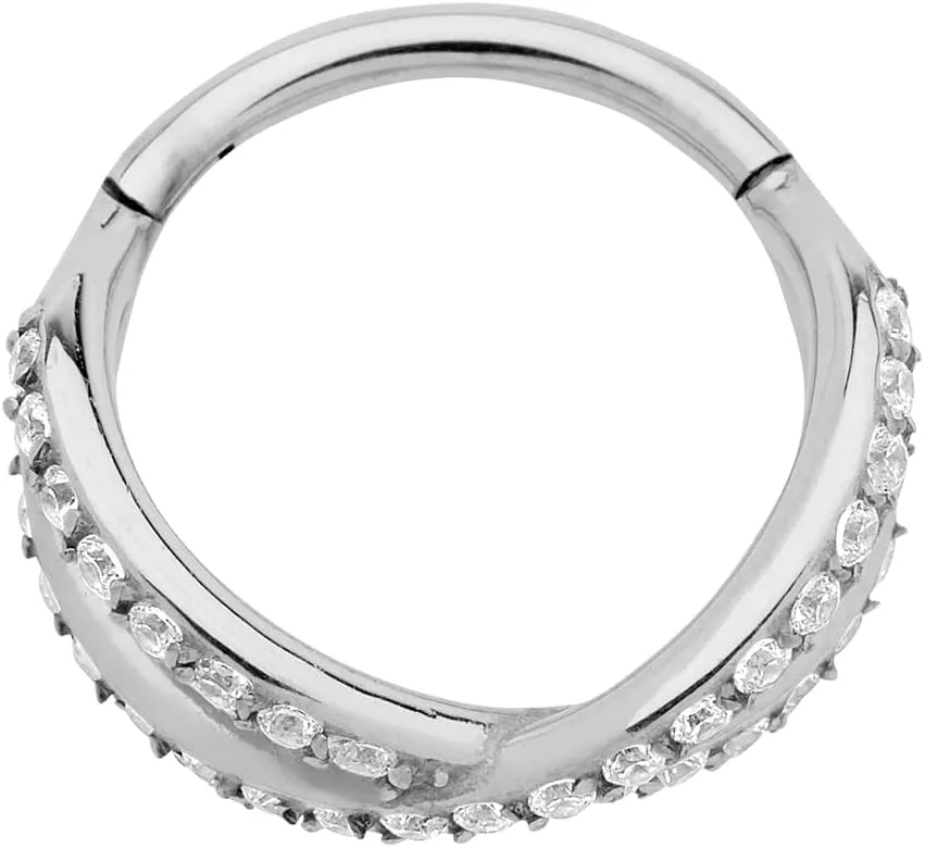 365 Sleepers 316L Surgical Steel Hypoallergenic 16G Double Twist Gem Septum Jewelry Hinged Segment Ring Body Piercing Hoop Lip Rings Helix Cartilage Rook Sleeper Earrings 8mm  10mm