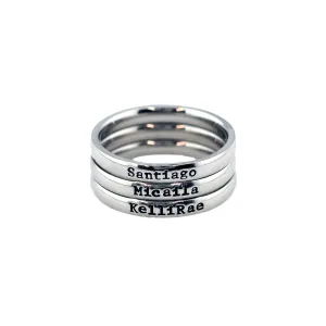 3mm Stackable Stainless Steel Personalized Custom Stacking Name Ring(s) - SANTIAGO