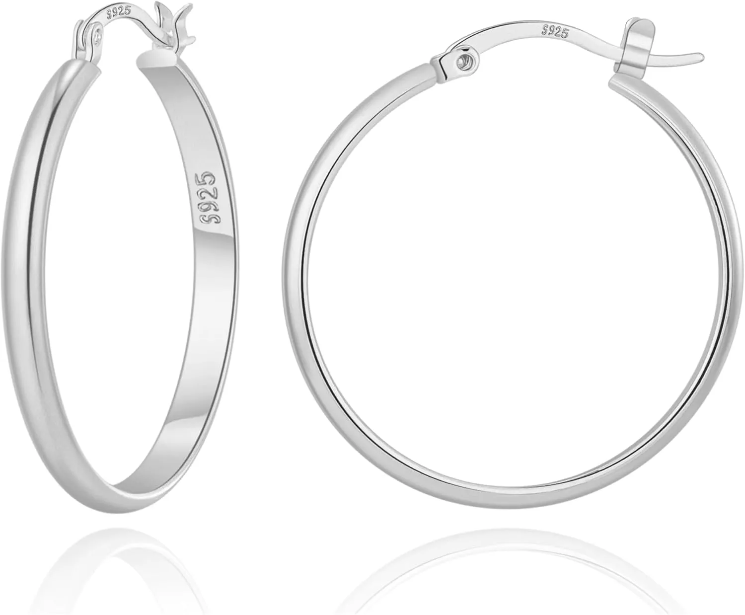 3mm Wide Large Hoop Earrings for Women Non Tarnish 14K Gold Hoops Waterproof Lightweight Hypoallergenic Sterling Silver Hoops Gift for Chrismas Birthday Mother's Day 30/40/50/60mm
