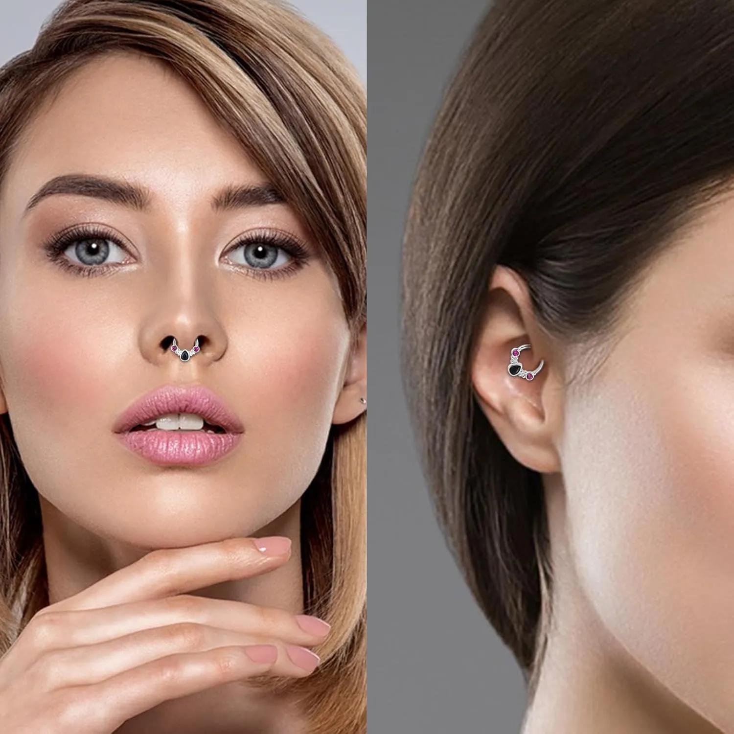 3pcs 16G gold Septum nose Rings for women man 8mm Stainless Steel hypoallergenic Helix Daith Earrings Jewelry and nsoe Rings Piercing Jewelry