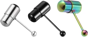 3pcs Vibrating Tongue Ring Stainless Steel Punk Tongue Bar Body Piercing Jewelry Prickly Straight Barbell Stud Ring for Adult Women Men Assorted Color