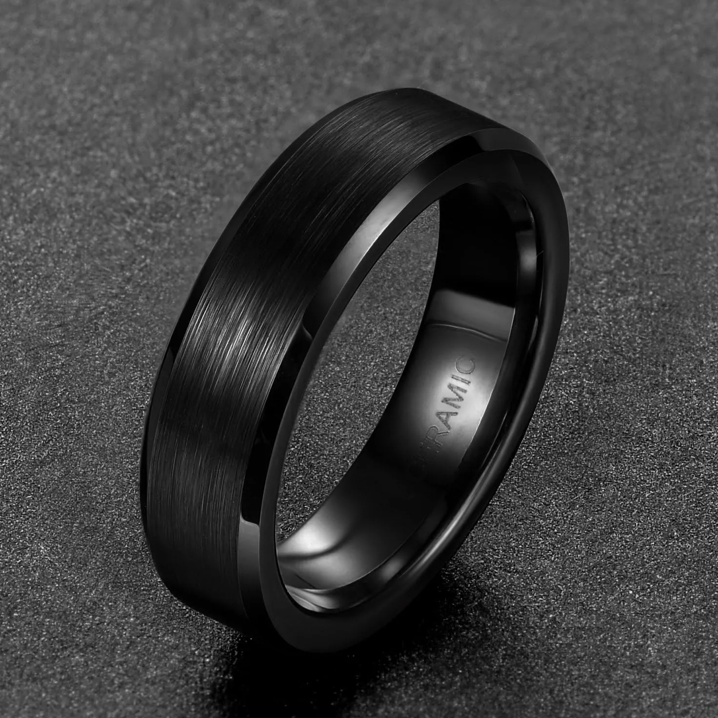 4mm 6mm 8mm Black Ceramic Rings Brushed Comfort Fit Wedding Band for Men Women Size 4-14