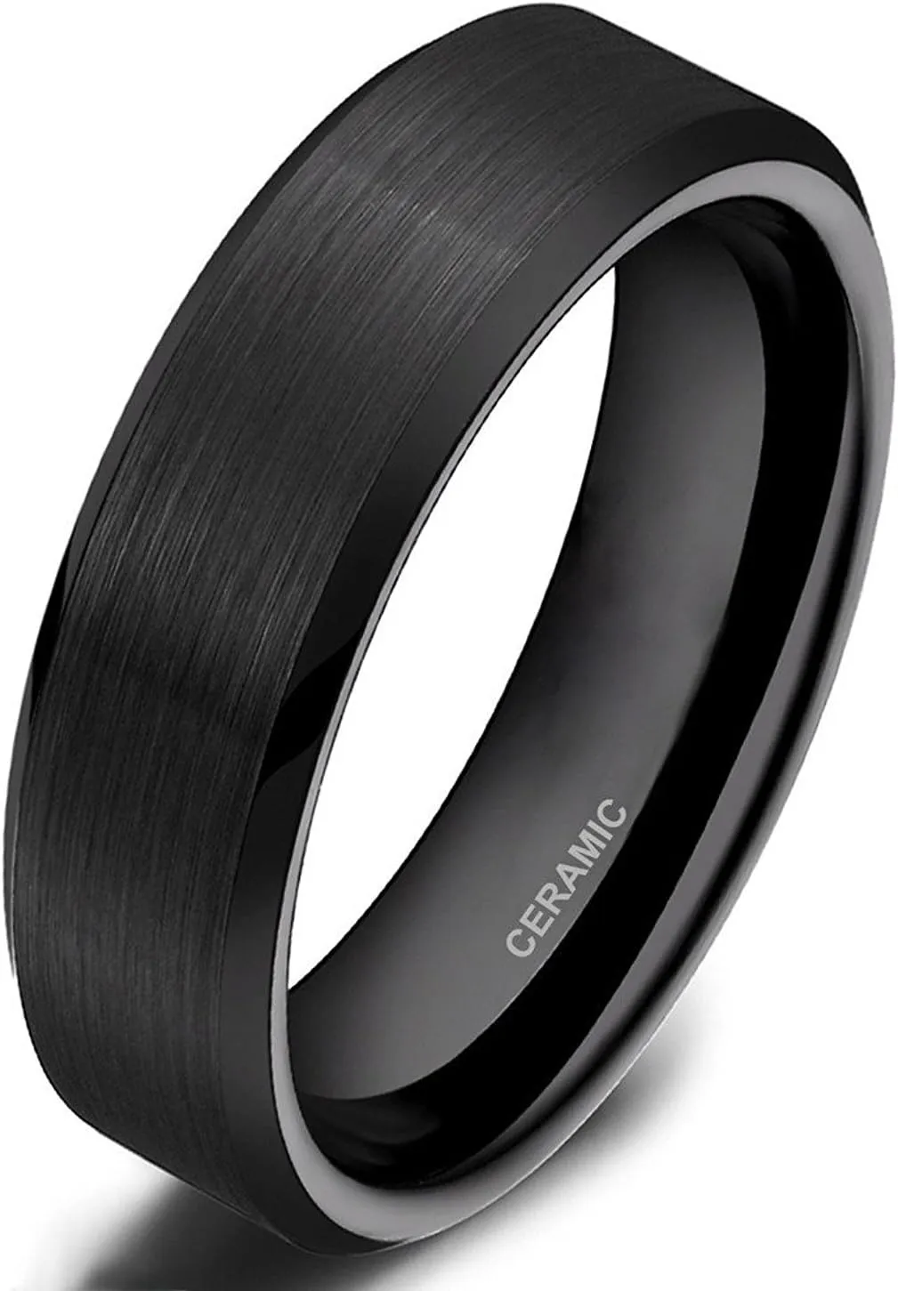 4mm 6mm 8mm Black Ceramic Rings Brushed Comfort Fit Wedding Band for Men Women Size 4-14