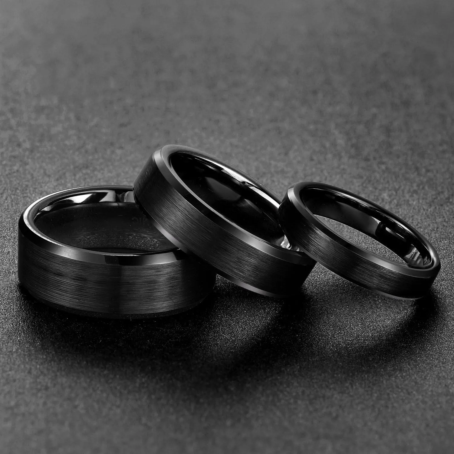 4mm 6mm 8mm Black Ceramic Rings Brushed Comfort Fit Wedding Band for Men Women Size 4-14
