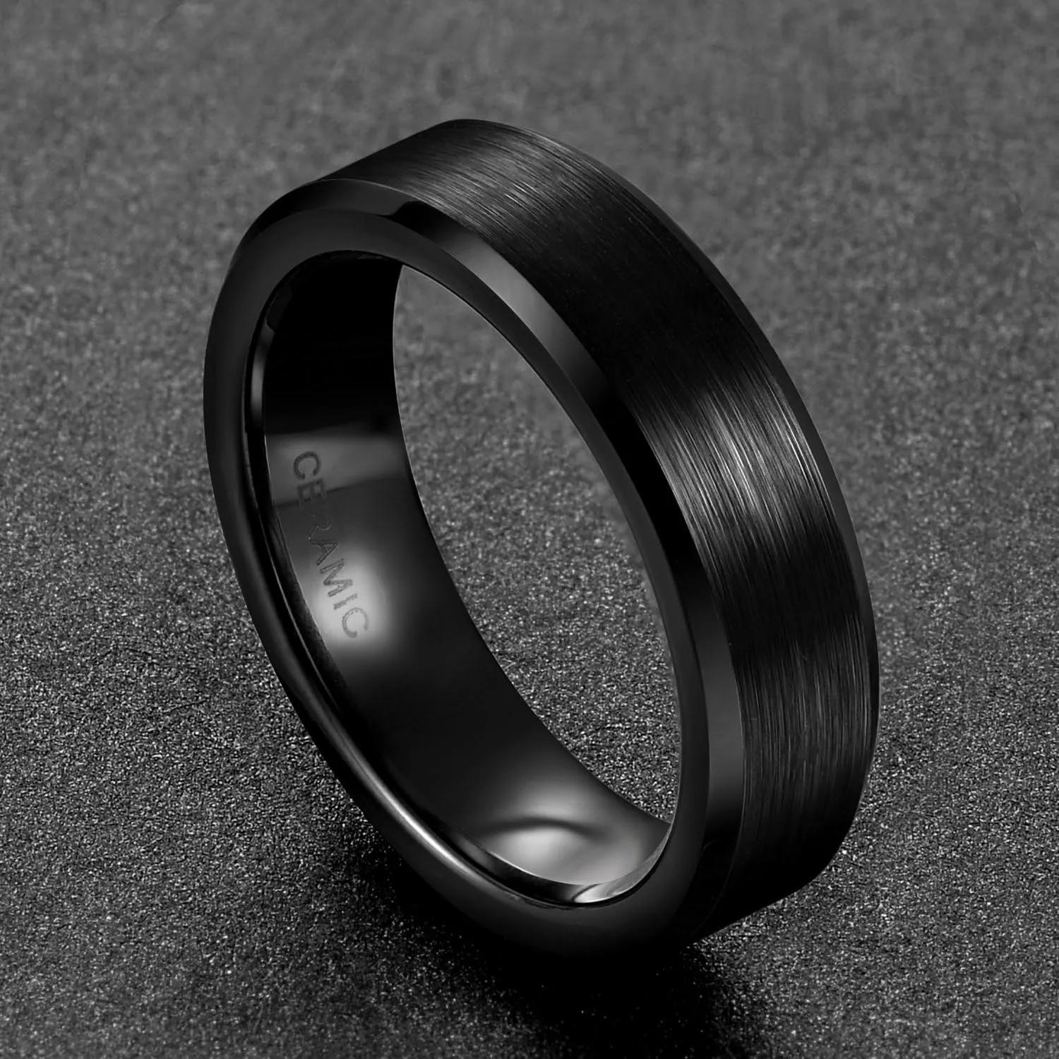 4mm 6mm 8mm Black Ceramic Rings Brushed Comfort Fit Wedding Band for Men Women Size 4-14