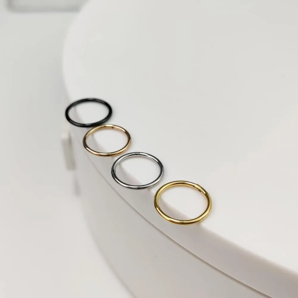 4Pcs 16G 18G 20G Surgical Steel Nose Rings Hoops Hinged Clicker Septum Ring lip ring Cartilage Hoop Gold Silver Rose Gold Black 6mm 7mm 8mm 9mm10mm 12mm Hypoallergenic Body Piercing jewelry for Women Men