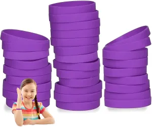 50 PCS Silicone Wristbands for Kids Teens, 7'' Sports Wholesale Rubber Bracelets for Events, Party Teacher Supplies Boys Gilrs Education Activities Purple