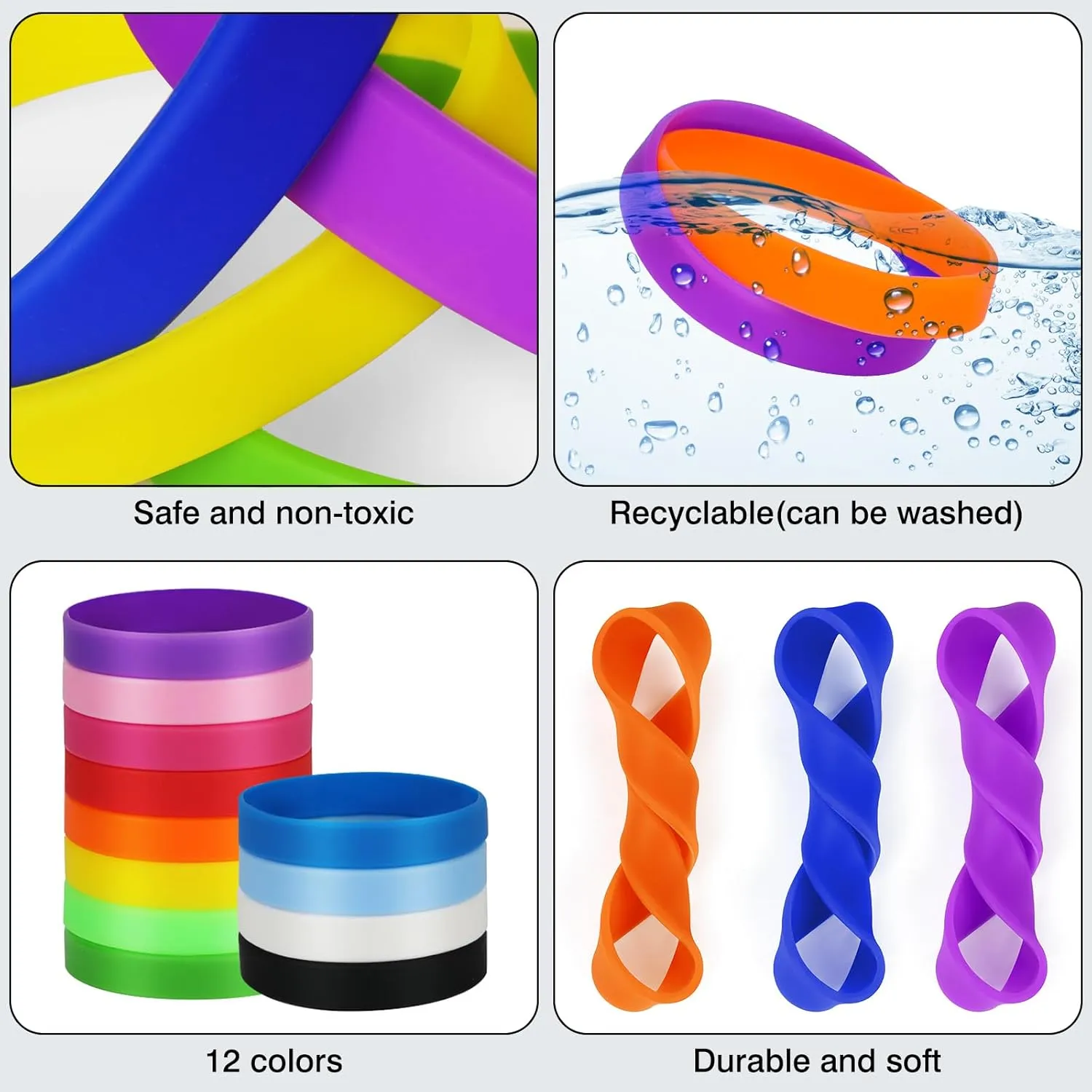 50 PCS Silicone Wristbands for Kids Teens, 7'' Sports Wholesale Rubber Bracelets for Events, Party Teacher Supplies Boys Gilrs Education Activities Purple