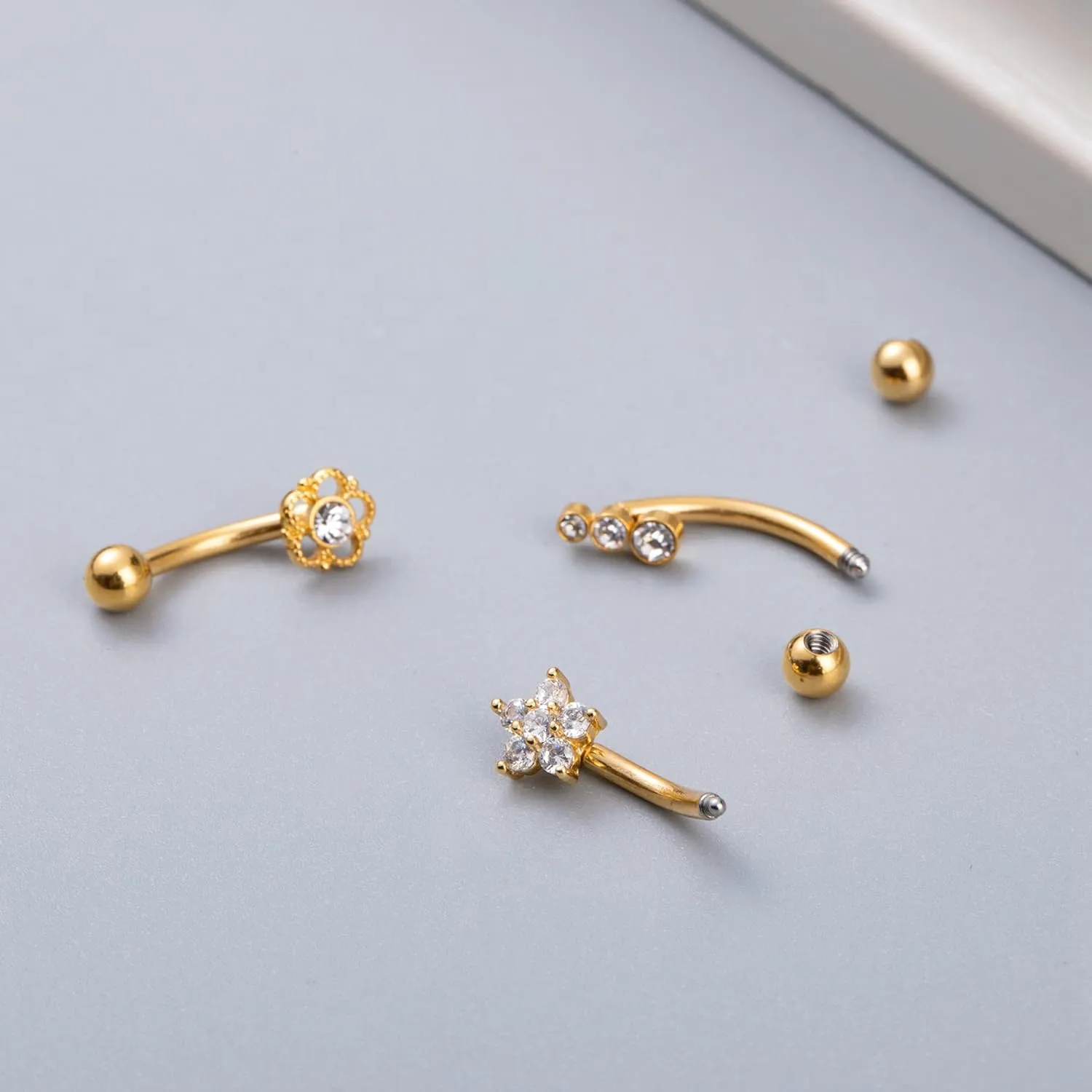 5PCS 14G 316L Stainless Steel Petite Belly Button Rings for Women Dainty Navel Rings Tiny Belly Rings Body Piercing Set