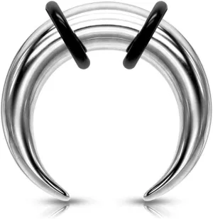 6-00GA Stainless Steel Large Gauge Basic Septum Pincher Rings with 2 Black O-Rings