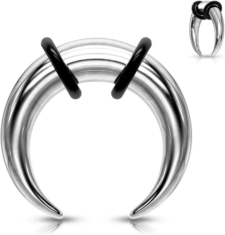6-00GA Stainless Steel Large Gauge Basic Septum Pincher Rings with 2 Black O-Rings