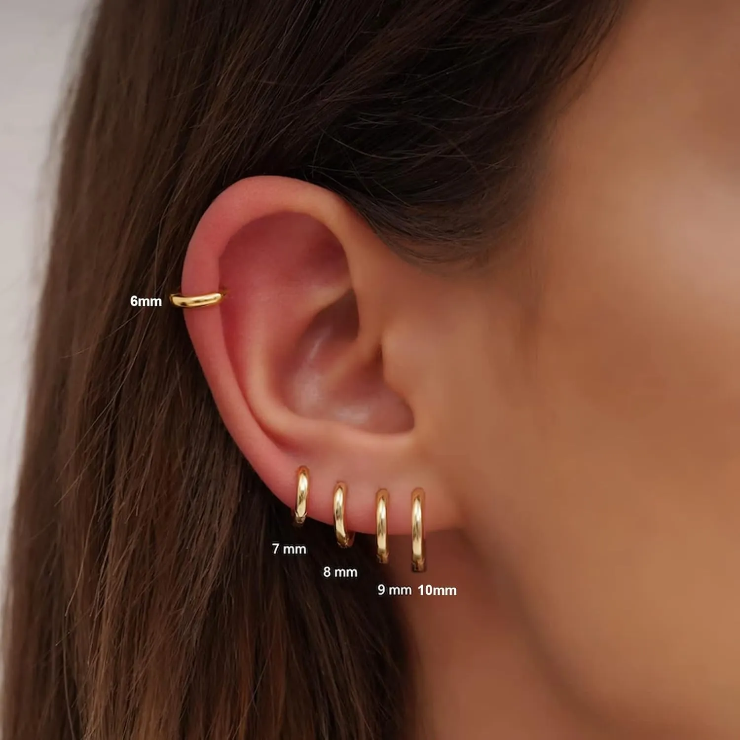 6 Pairs Women Earring Sets for Multiple Piercing,14K Gold Plated Dainty Small Hoop Huggie Earrings, Lightweight Cartilage Earrings,Silver Tiny Stud Earrings CZ Flat Back Earrings for Helix Hypoallergenic