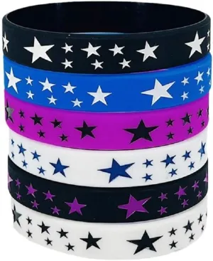 6 Pcs Set Silicone Wristbands Bracelets Poker Star Y2K Funny Wristbands Decoration for Women Men Friends Gift